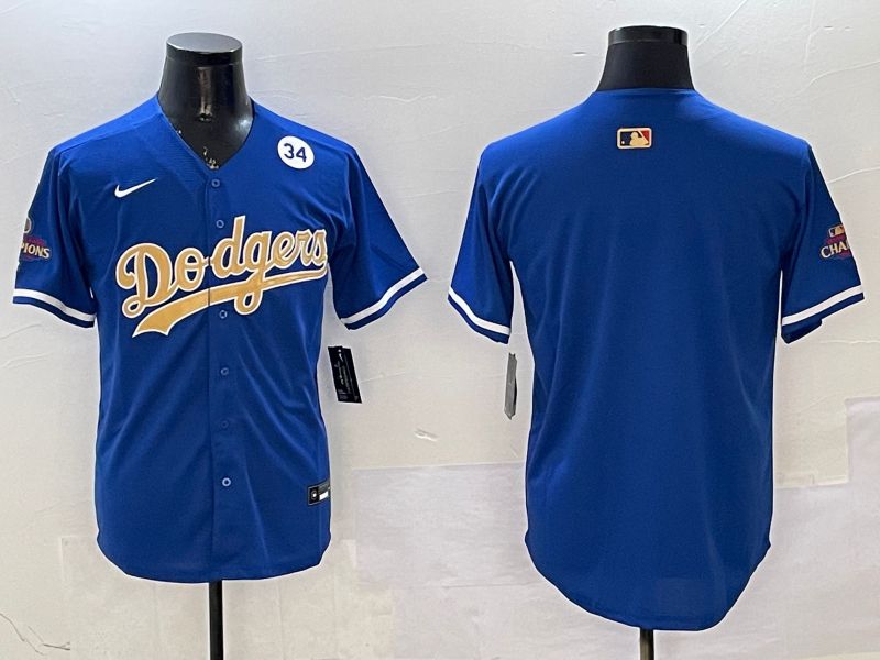 Men Los Angeles Dodgers Blank Blue Champion gold character 2025 Nike MLB Jersey style 5->los angeles dodgers->MLB Jersey